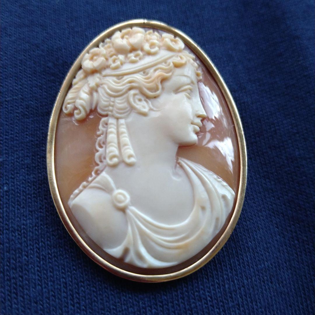 Donadio工房 ヴィンテージカメオブローチ K14 Italy Vintage Donadio Coralli e Cammei カメオ ブローチ チャーム | kica