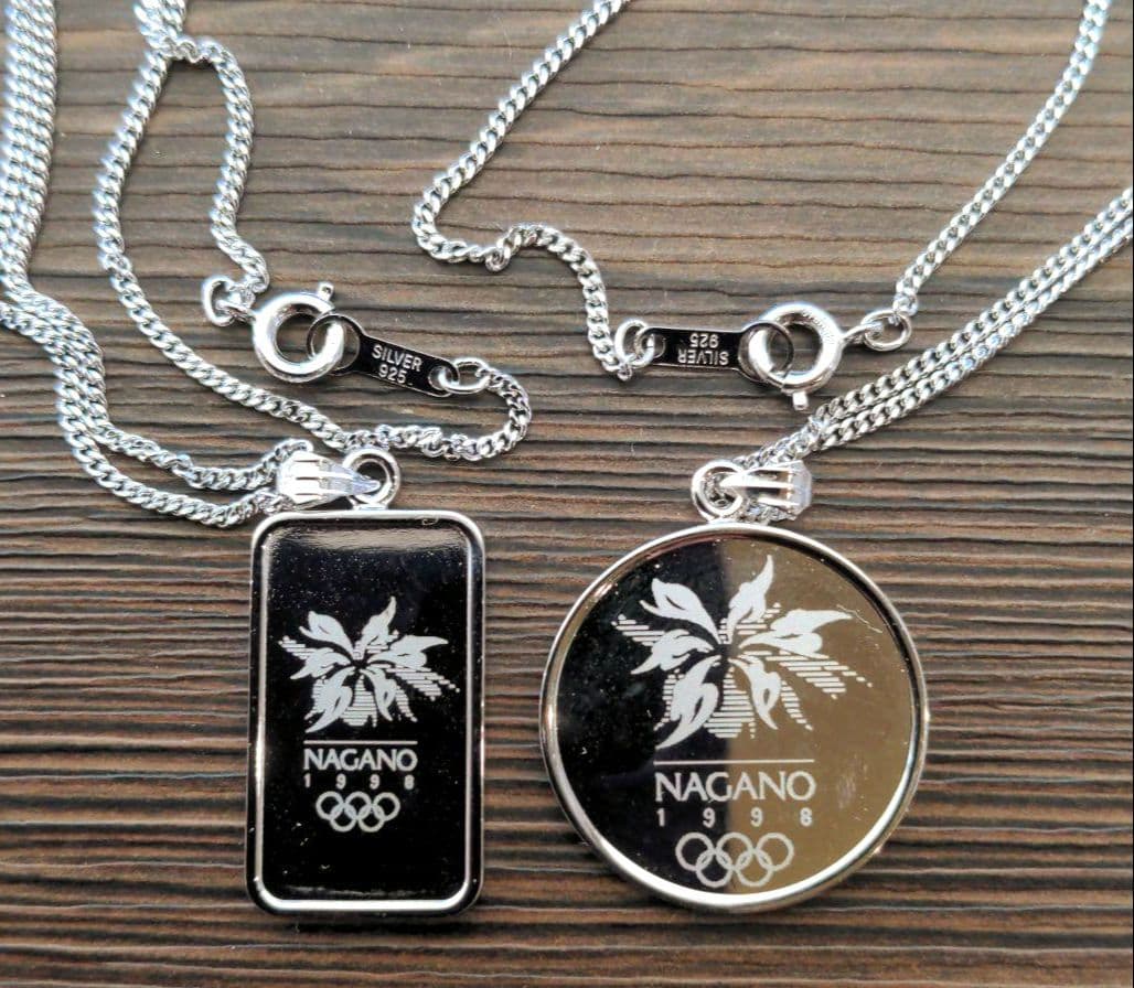長野オリンピック　1998 グッズ　シルバー925ネックレス 2個セット 長野オリンピック 1998 グッズ シルバー925ネックレス 2個セット