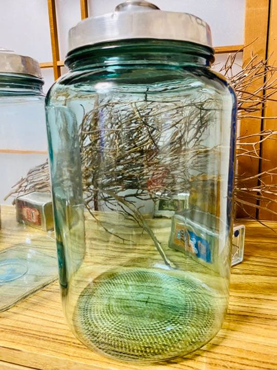 青鬼様専用 レトロ 飴屋瓶 アルミ蓋付 ガラス瓶 気泡ビン アンティーク