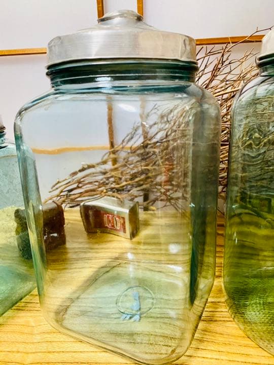 青鬼様専用 レトロ 飴屋瓶 アルミ蓋付 ガラス瓶 気泡ビン アンティーク