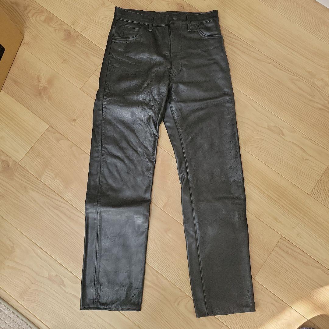 Aero エアロレザー ストレート　革パン 黒 エアロレザー 【32】未使用級 90s 激レア 本革 馬革 レザーパンツ 黒