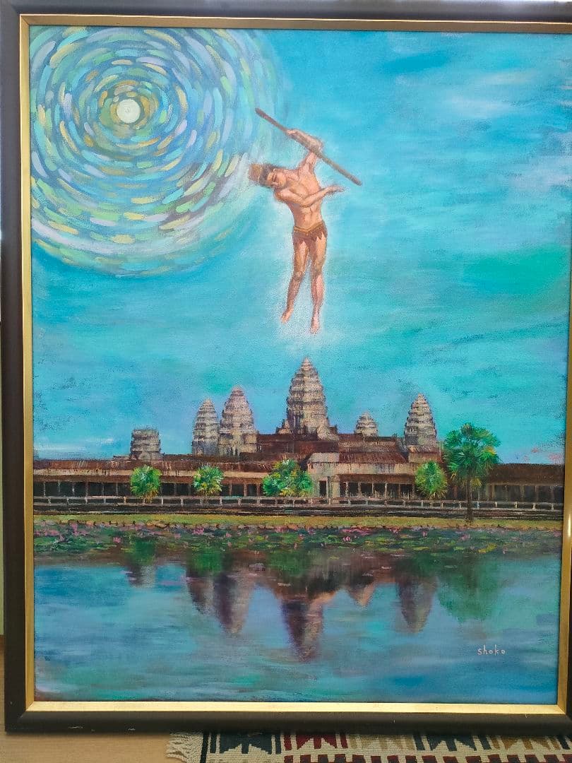 油彩画　油絵原画　Ｆ30号　【アンコールワット】　一点物　芸術作品 油彩画 油絵原画 F30号 【アンコールワット】 一点物 芸術作品 油彩画