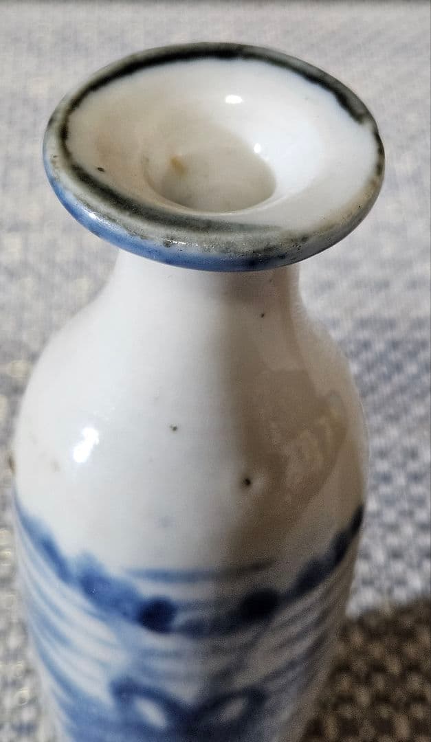 中国古美術 中国古陶磁器 清朝清代 青華 染付 水辺に鳥