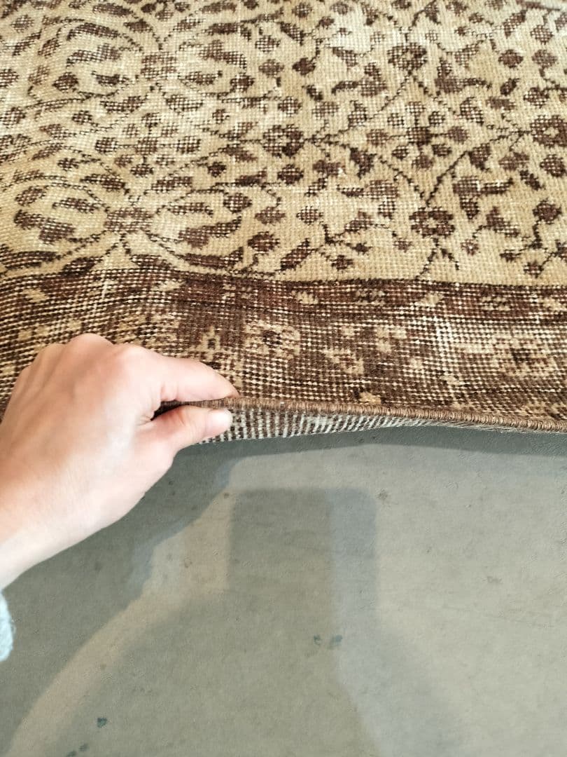 napさま専用】ベージュとココアブラウン フラワーラグNo.720