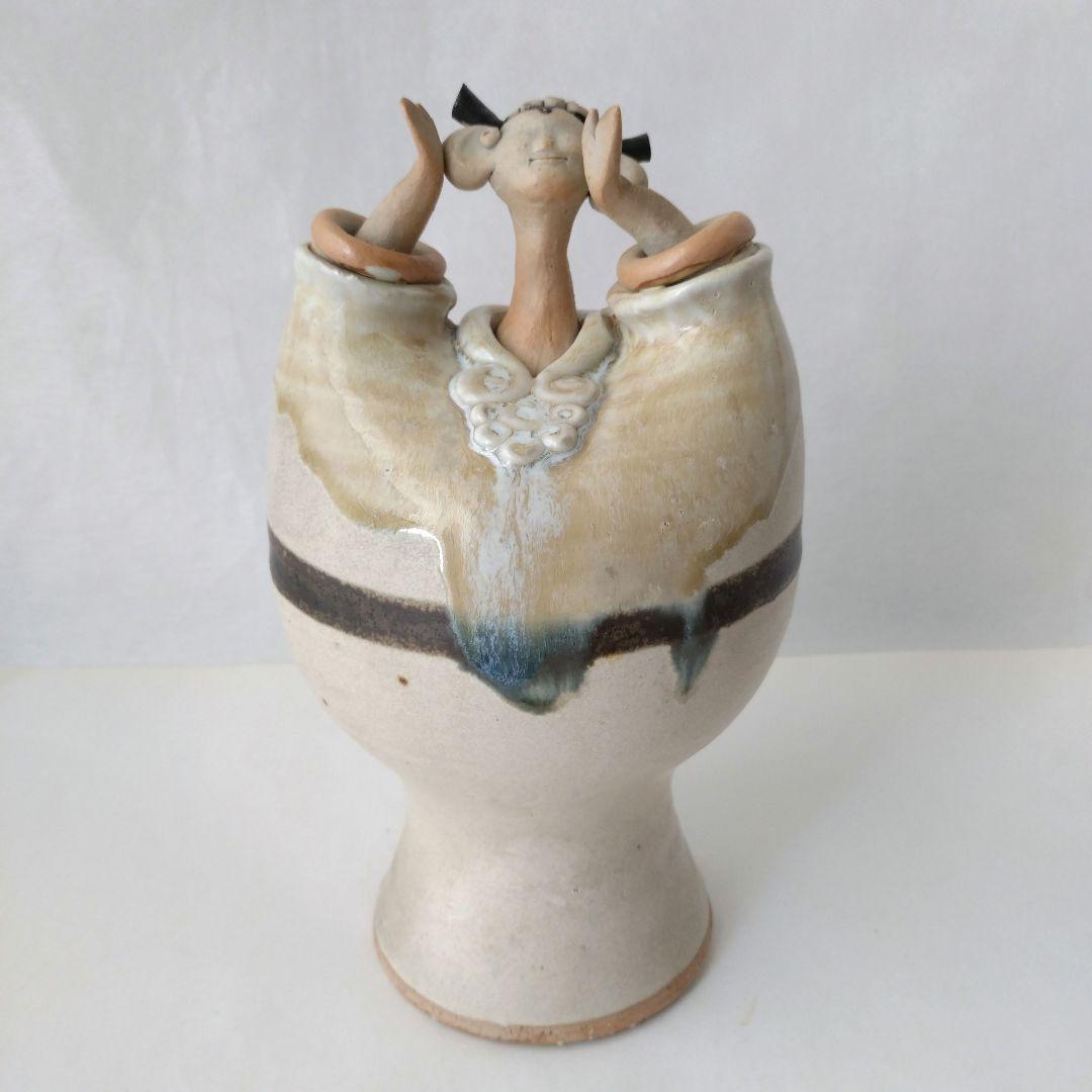 青芳人形 念ずれば花開く 砥部焼 青芳窯 森元青芳 創作人形 オブジェ