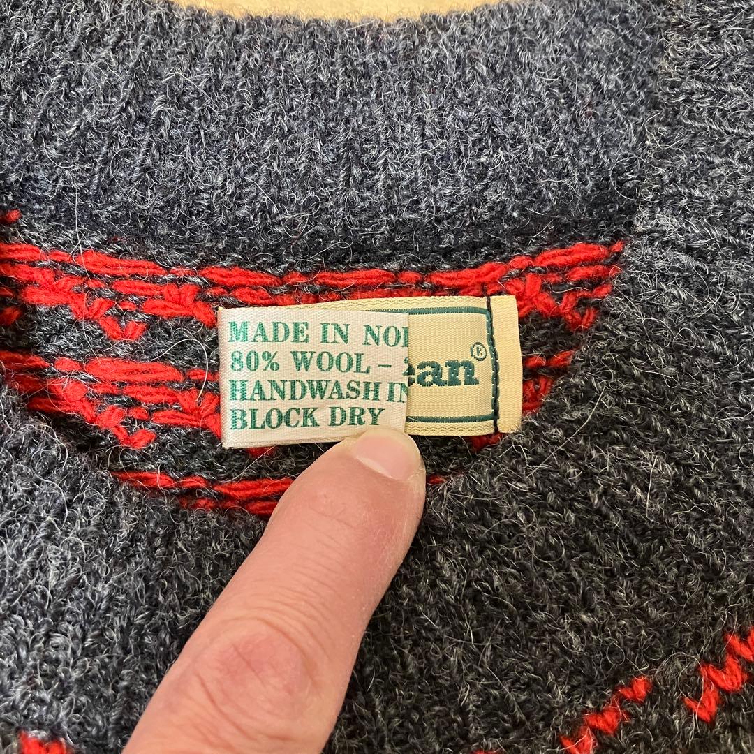 80s L.L.Bean バーズアイ 赤 ノルウェー製