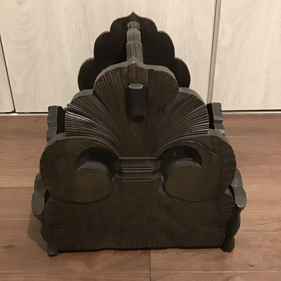 美品☆アイヌ工芸 木彫り 彫刻 アイヌ紋様 収納ボックス トレイ