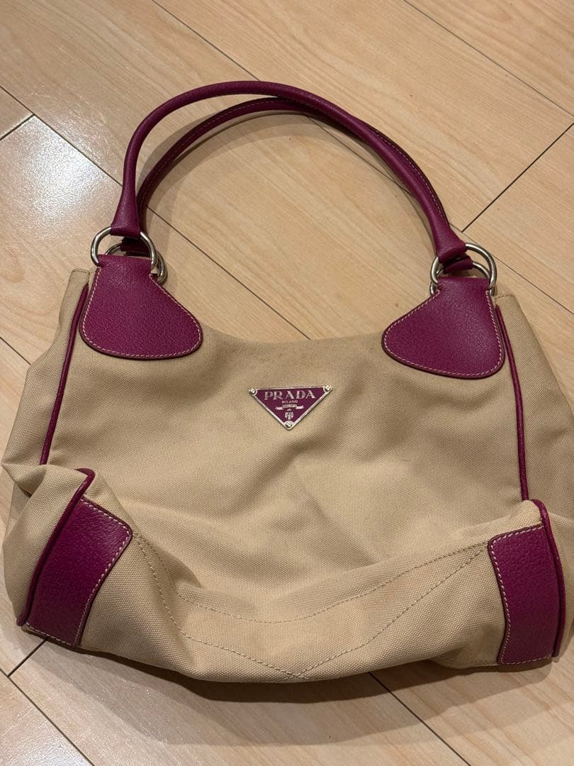 PRADA ショルダーバッグ ベージュ/パープル PRADA（プラダ） バッグ レディース ショルダーバッグ アウトレット