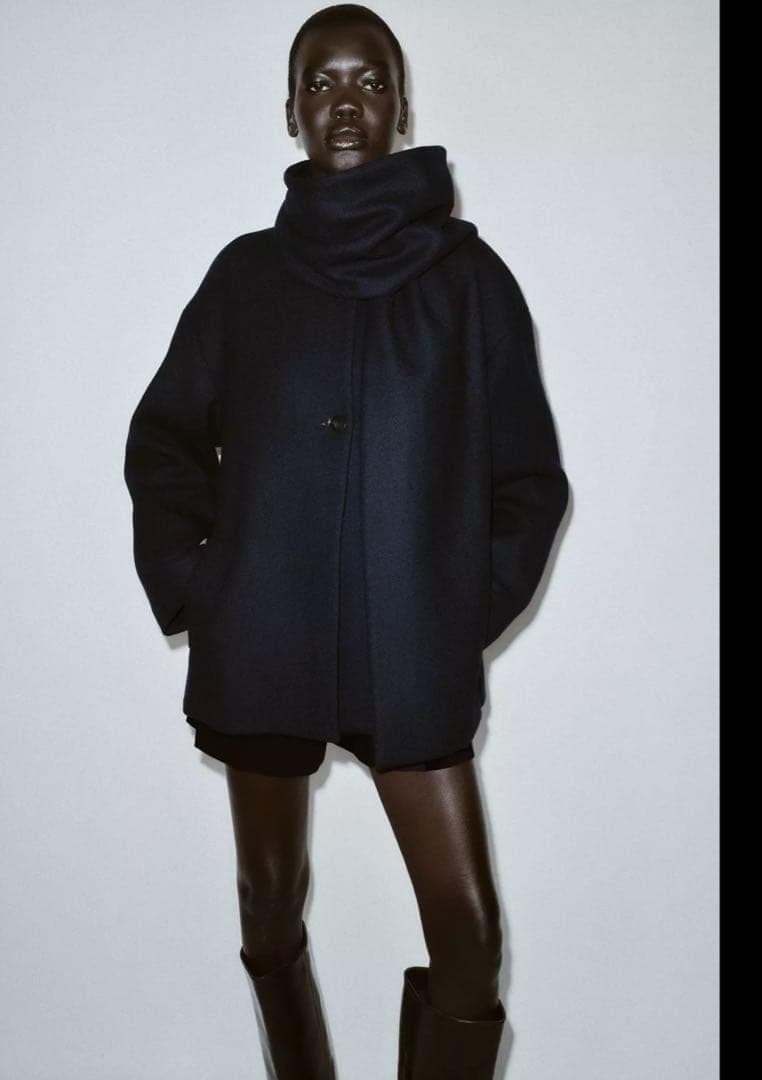 ZARA ザラ ウールショートスカーフコート S - メルカリ