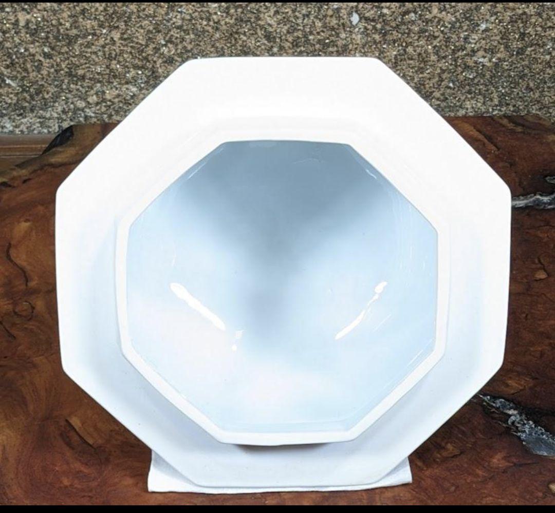 未使用 有田焼 沈香壺 染付 神右衛門作 総手描 特大八角壺 山水絵 三