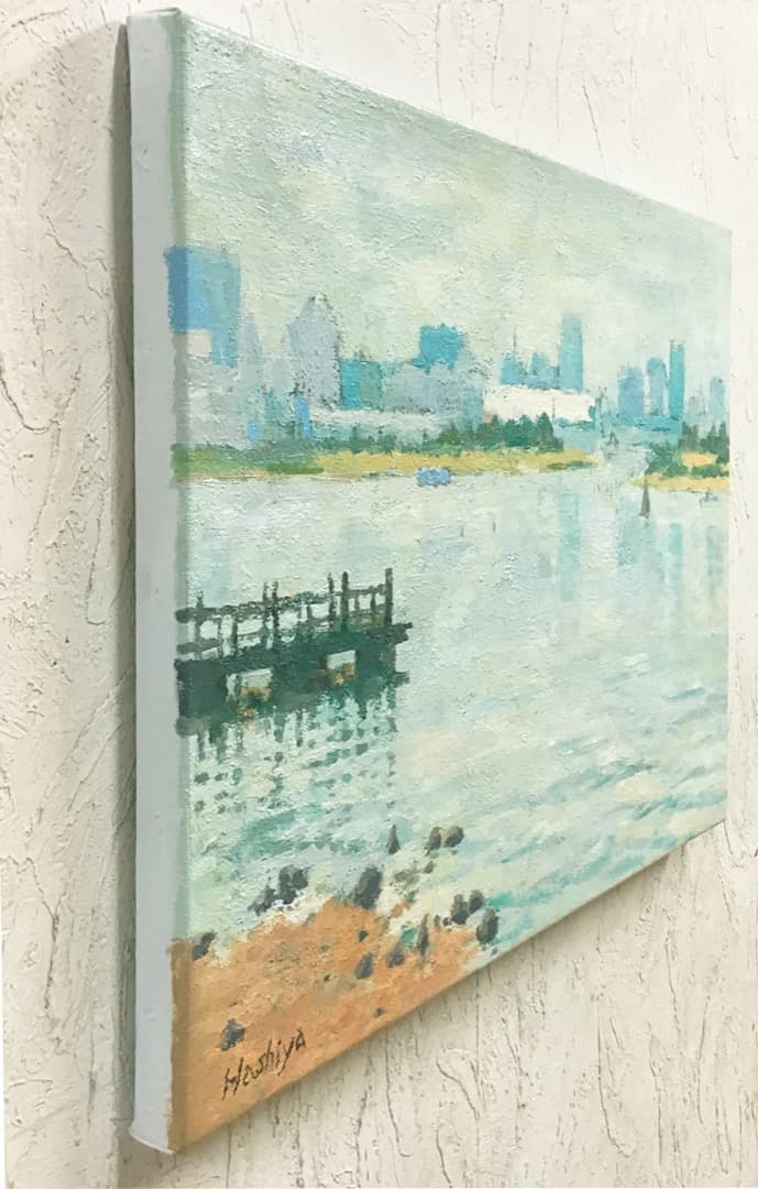 絵画 417 油絵/風景/東京/浜/海/台場/P8号絵画 417 油絵/風景/東京/浜