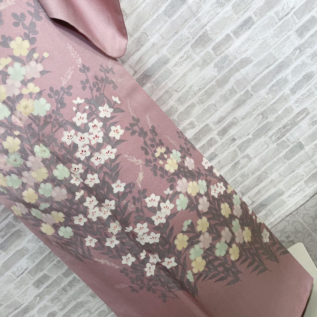 訪問着 フルセット 桔梗 小花 可愛らしい花 春爛漫 手刺繍 着物 Q5