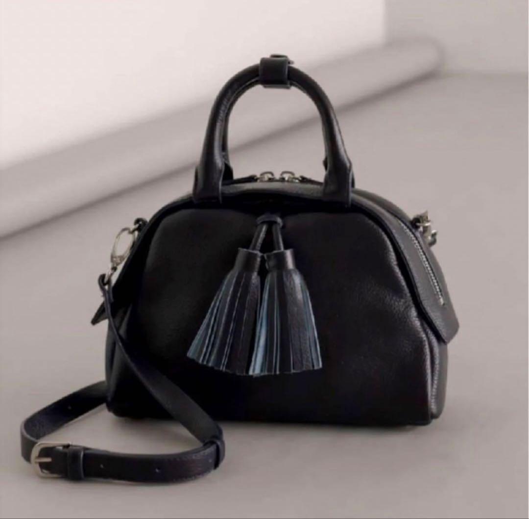 ear PAPILLONNERビッグタッセルボスト ン2wayバッグ ネイビー 追加決定！《インフルエンサーouchi企画》マルチウェイ巾着ボストン