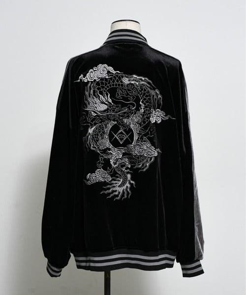 REFLEM/レフレム』ドラゴン刺繍ベロアスカジャン Black - メルカリ