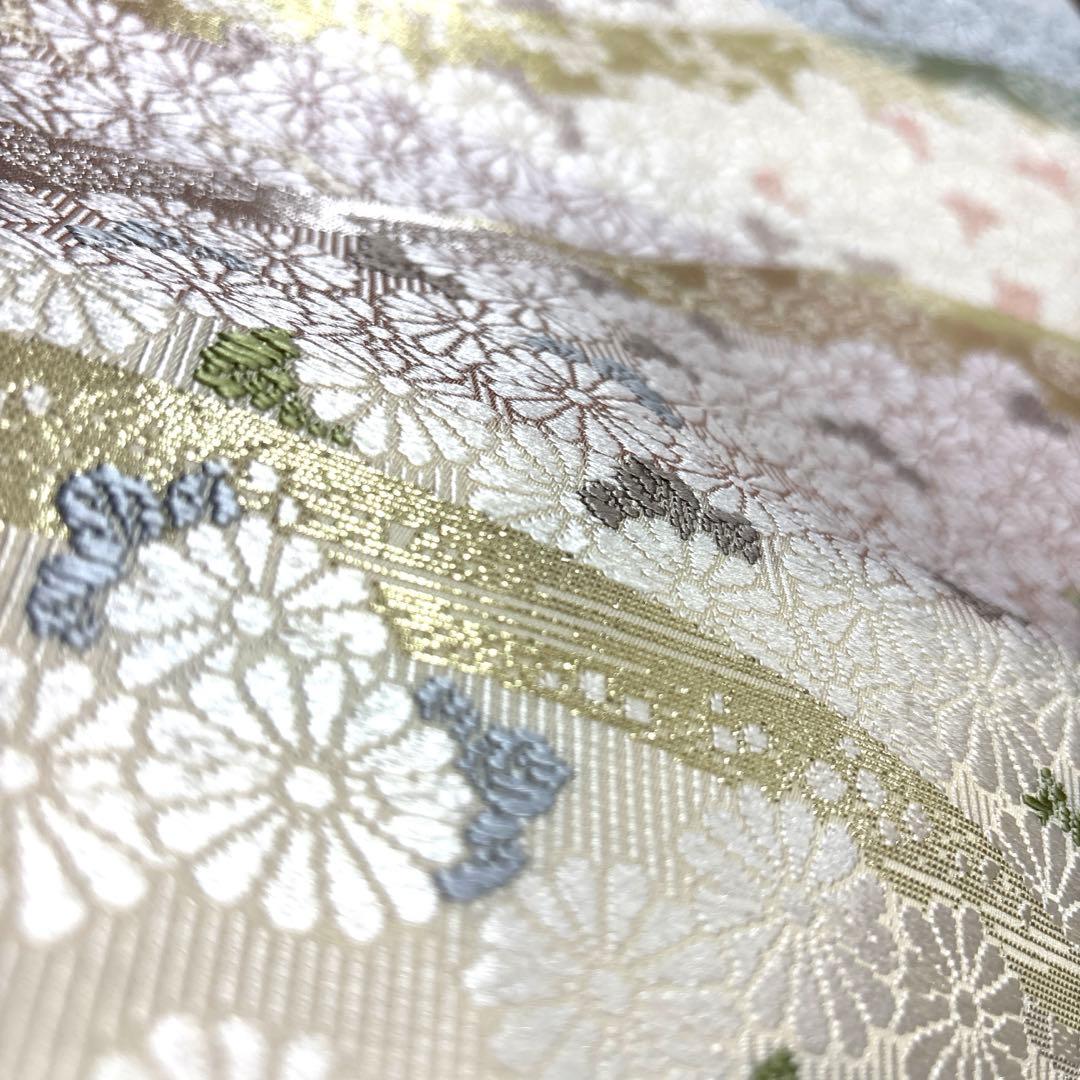 正絹【さが美】破水加工済み　袋帯《唐織　献上菊詰文》