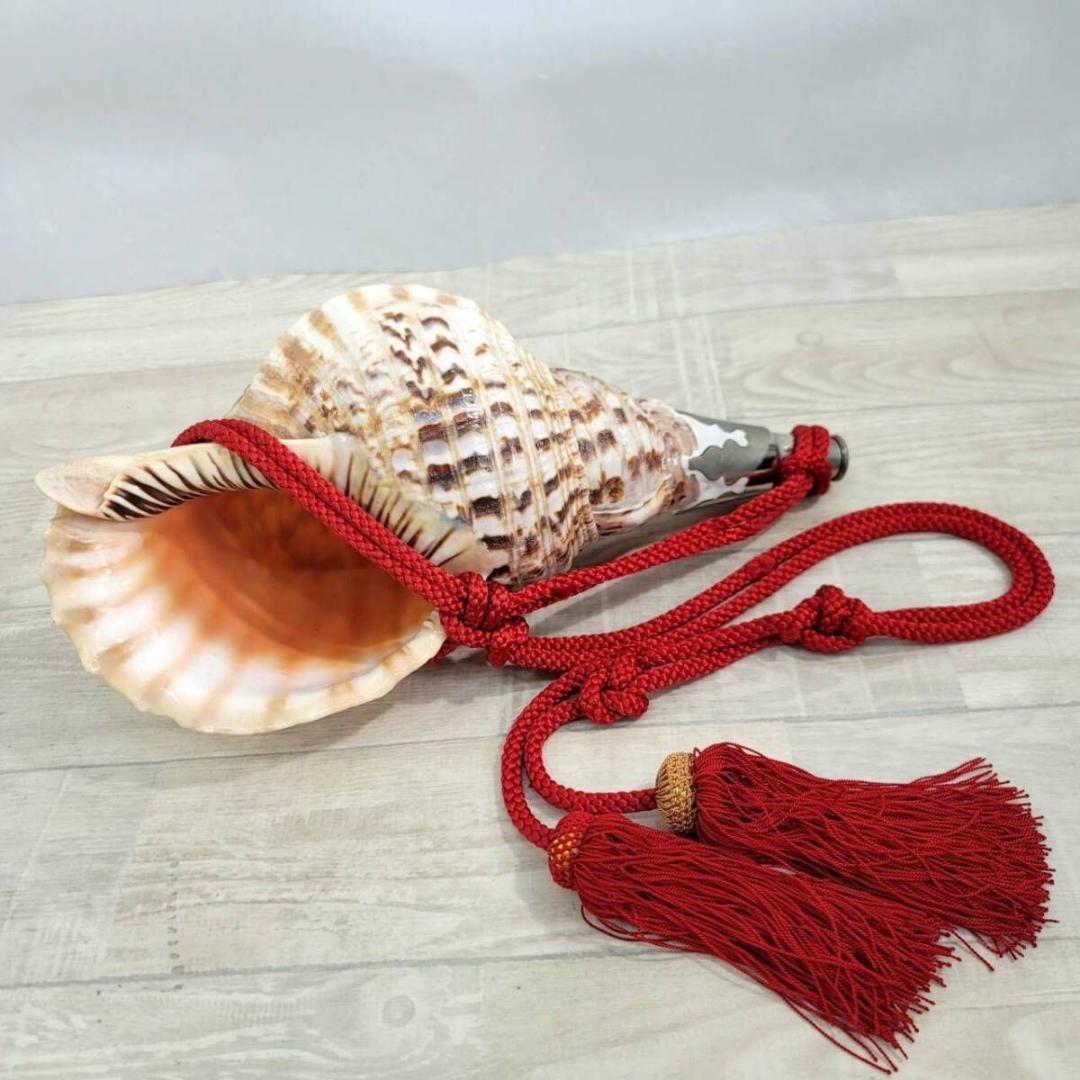 法螺貝 ホラ貝 約38cm 重量1276g(紐込) 山伏 修験道 魔除け 現状品