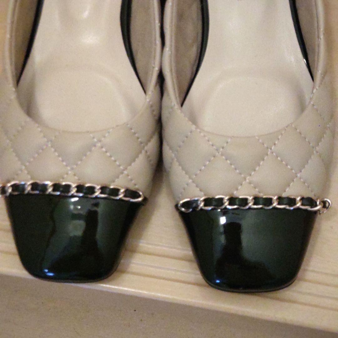 美品 ダイアナ キルティング ローヒールパンプス レザー エナメル 完売