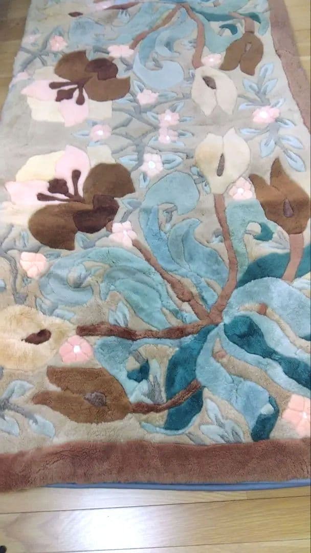 14,500⇒13,050ビンテージ 花柄 ムートン カーペット200×200 - メルカリ