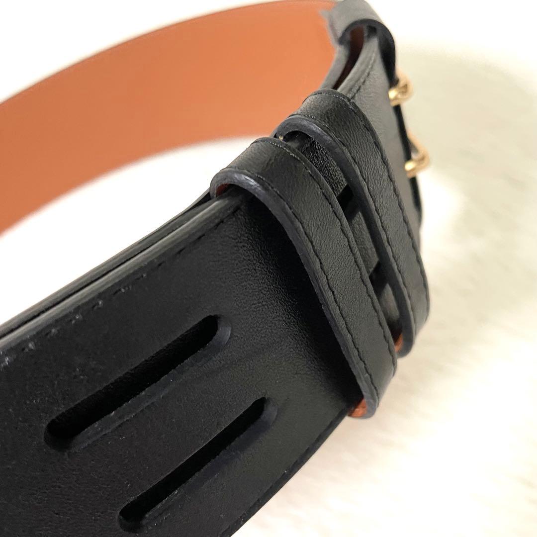 極美品《MAISON BOINET》太ベルト ブラック ゴールド金具 フランス製