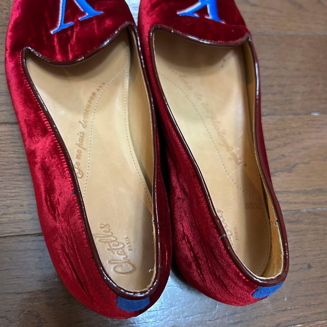 CHIARIN様専用美品 シャテル ベルベット フラットシューズ 刺繍 36.5