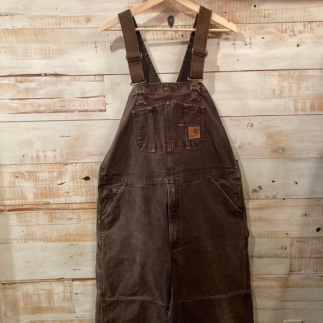 Carhartt ダブルニー オーバーオール ブラウン 焦茶 カーハート W38 Carhartt ダブルニー オーバーオール ブラウン 焦茶 カーハート W38
