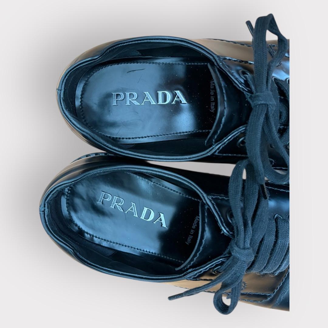 ★24AW PRADA プラダ レザー シューズ 靴 7.0 26.0cm