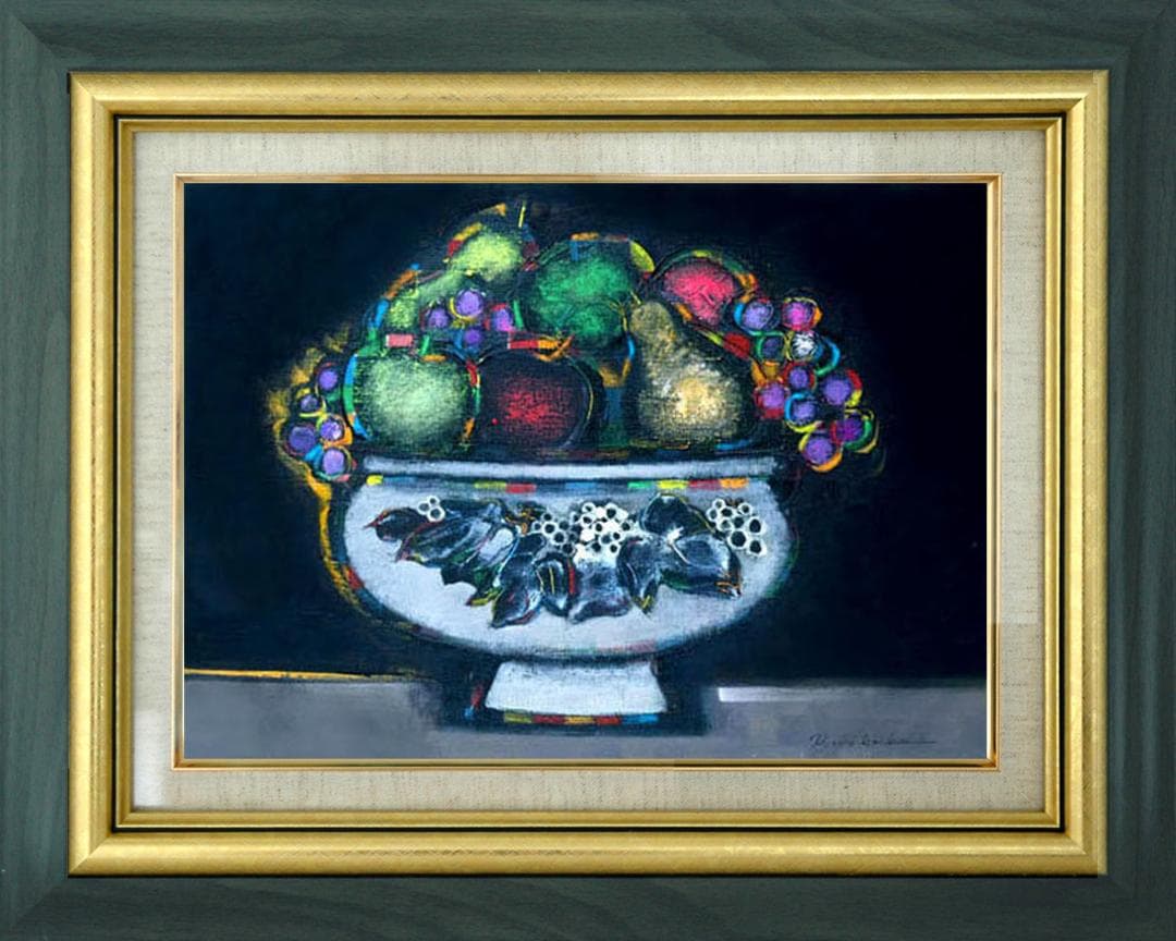 油絵 菅家令子 絵 絵画 インテリア uF6-062004 静物 果物と器 - メルカリ