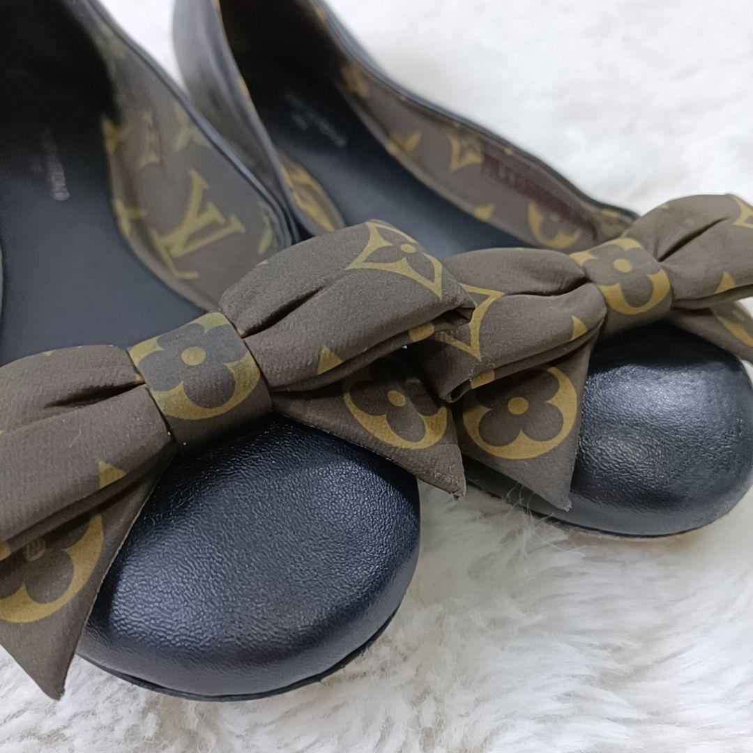 希少✨ルイヴィトン フラットシューズ モノグラム リボン ブラック 23.5cm
