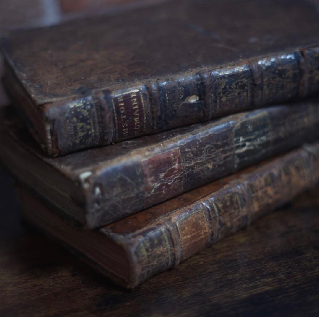 1700年代頃の希少な革装丁の洋書【3set】古書 アンティーク インテリア