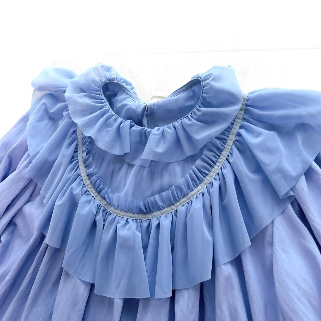 タグ付✨24SS✨現行 フミエタナカ シアーギャザーシャツ ブルー フリル