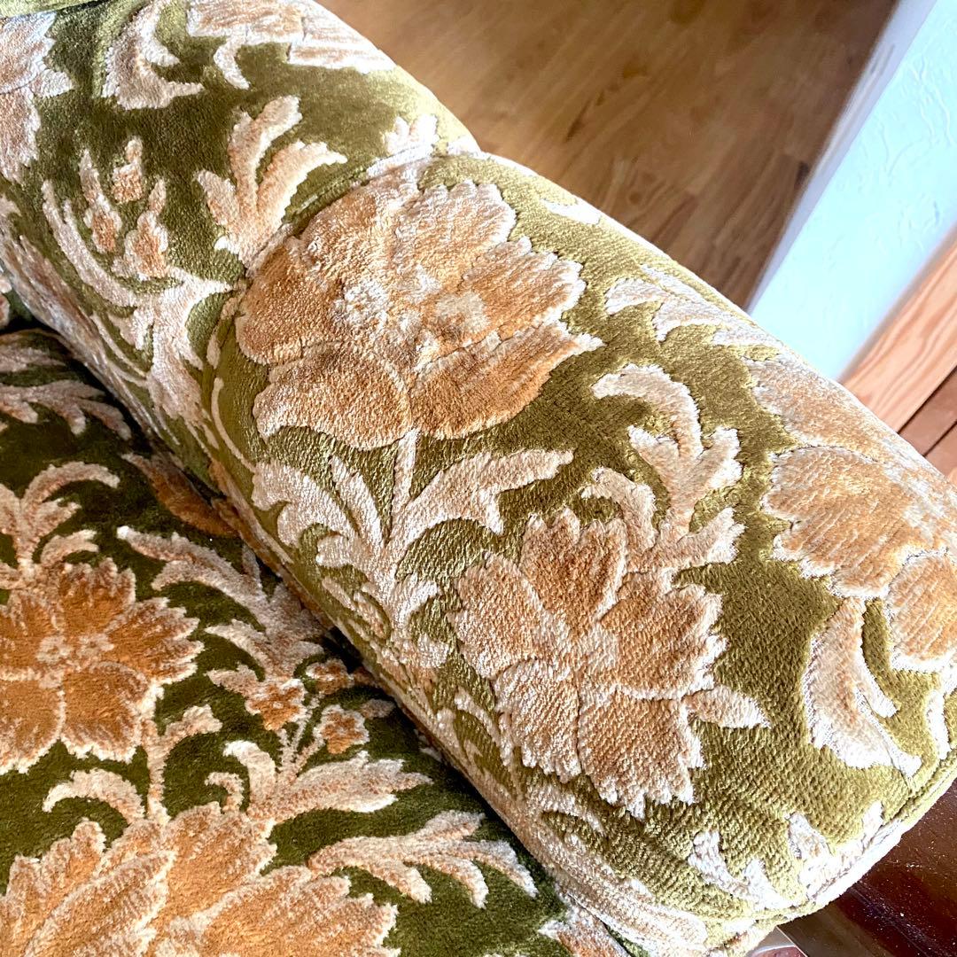 昭和レトロ オールド カリモク 金華山 1人掛け ソファー 花柄 ベロア