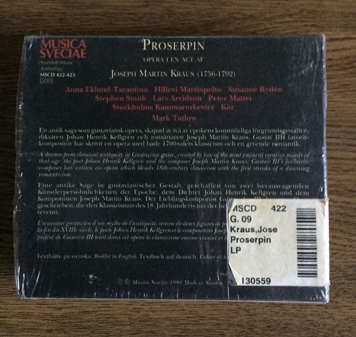 クラウス：オペラ「プロセルピン」（2枚組） クラウス：オペラ