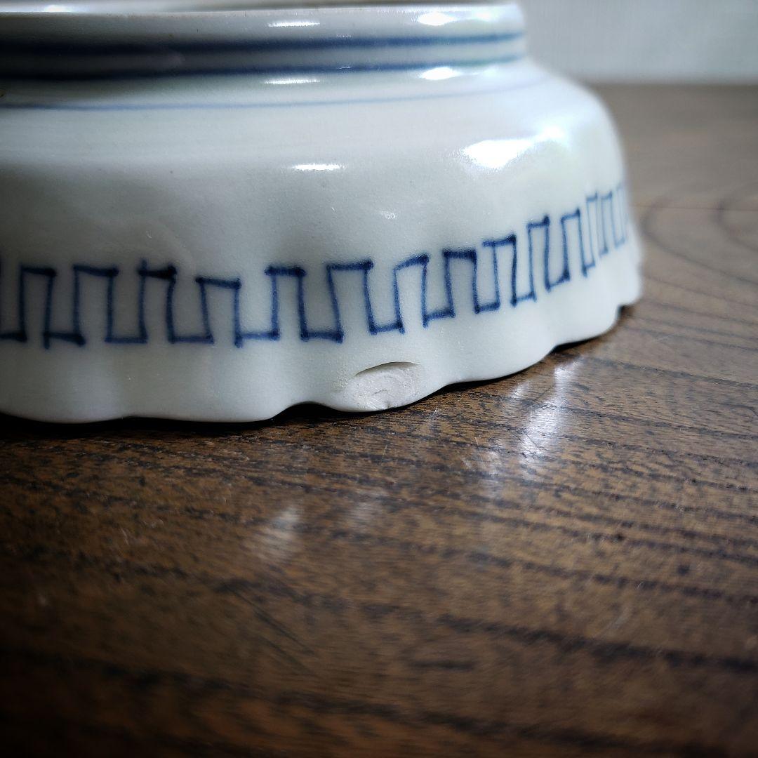 小皿 染付 花弁縁 丸窓 松竹梅 縁文 雷文 訳あり 明治 大正 古伊万里