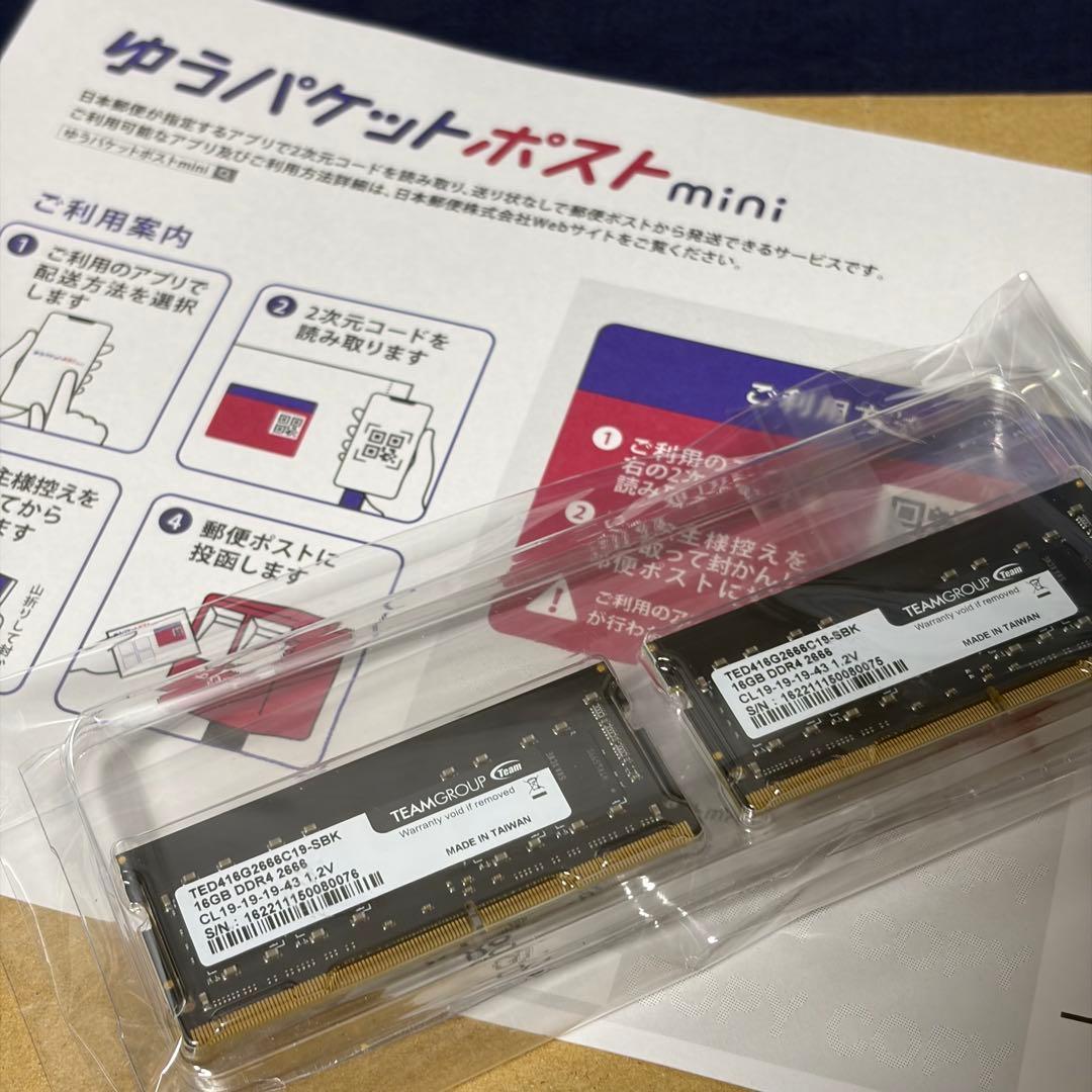 即購入歓迎】TEAM DDR4 16GBx2 TED416G2666C19 - メモリー特別