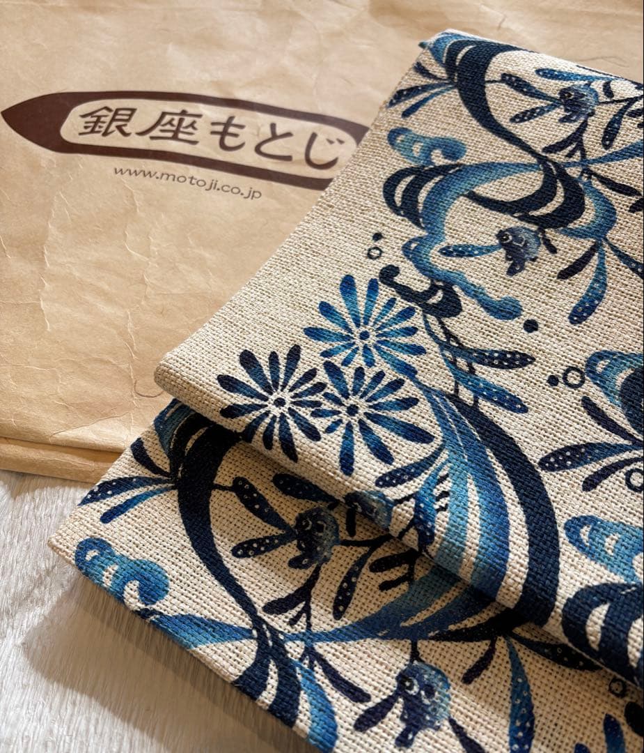 タ*7様 城間栄順 琉球紅型「流水とフグ」 小千谷紬 八寸名古屋帯 銀座