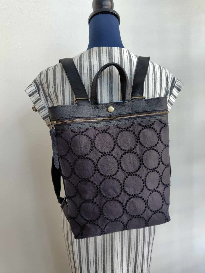 ミナペルホネン/tambourineタンバリンチャコール/A４サイズリュック mina perhonen x PORTER 