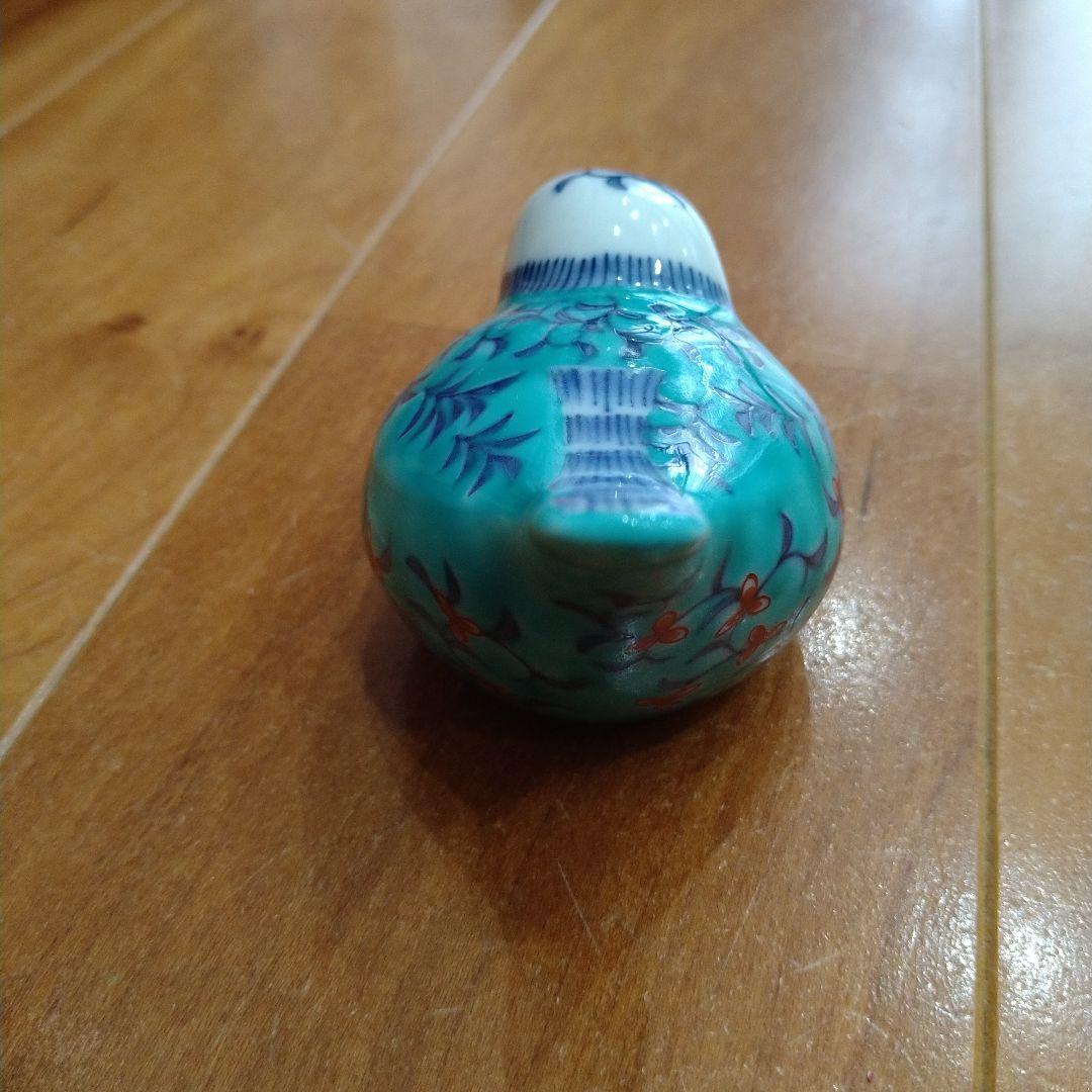 極美品）今泉今右衛門色絵緑地小鳥置物ロイヤルクラウンダービー