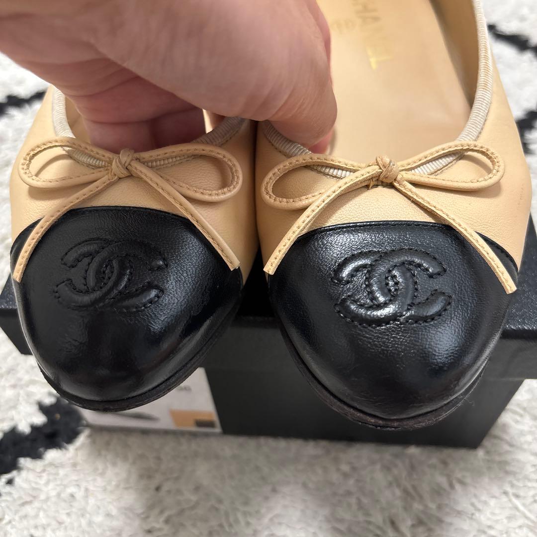 美品】シャネル バレエシューズ フラットシューズ ベージュ 36 - メルカリ
