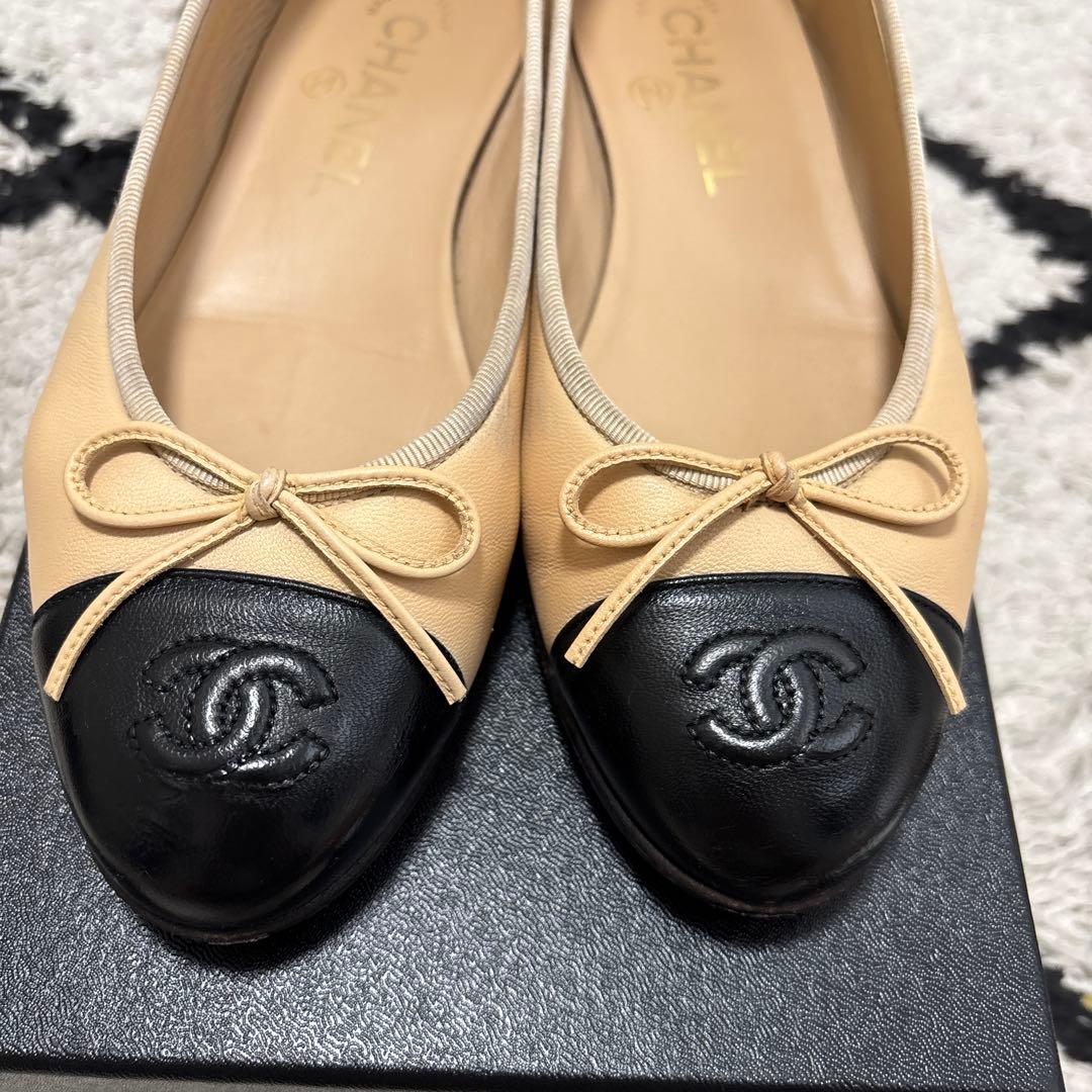 美品】シャネル バレエシューズ フラットシューズ ベージュ 36 - メルカリ