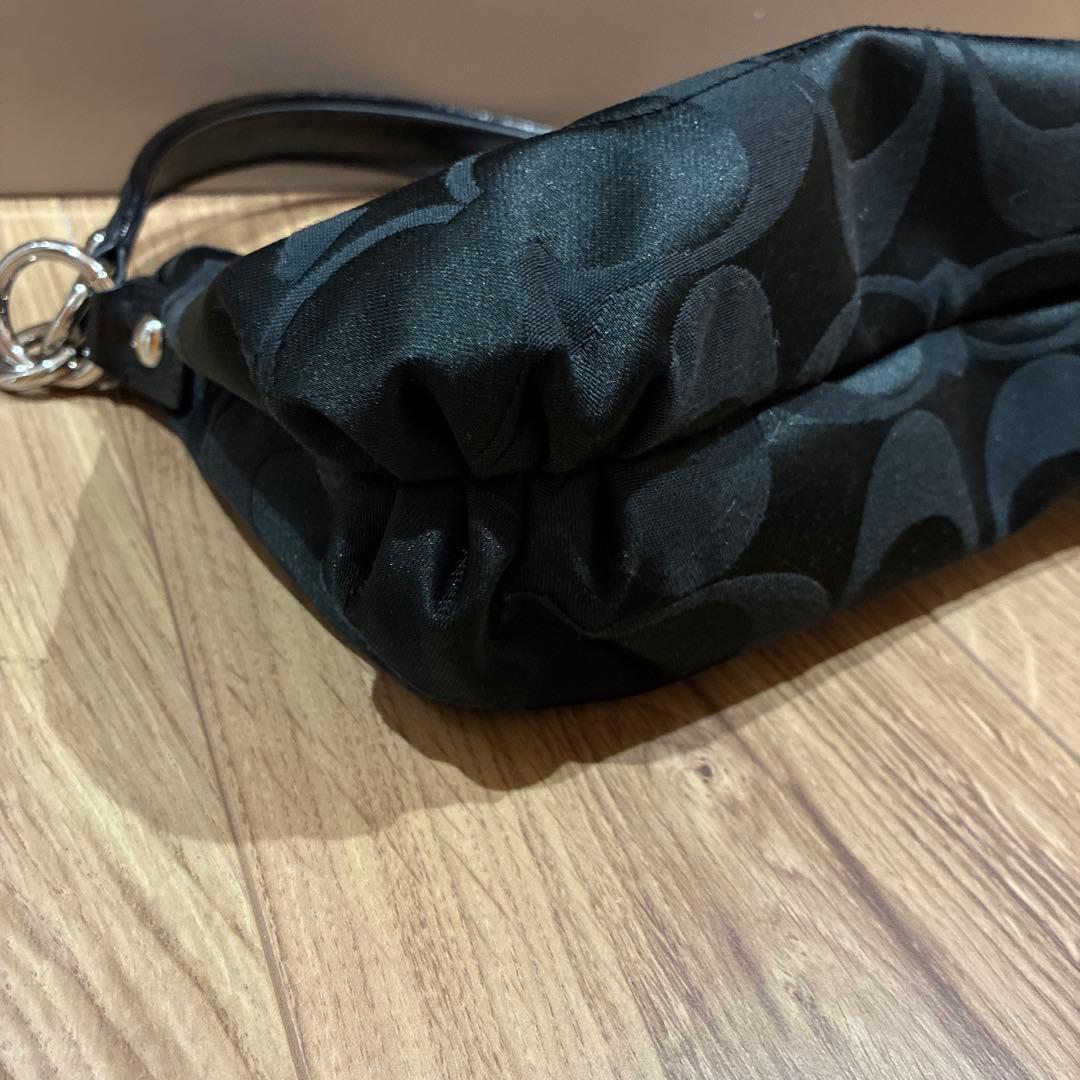 大人気 COACH コーチ ポピー 2way ショルダーバッグ シグネチャー 黒