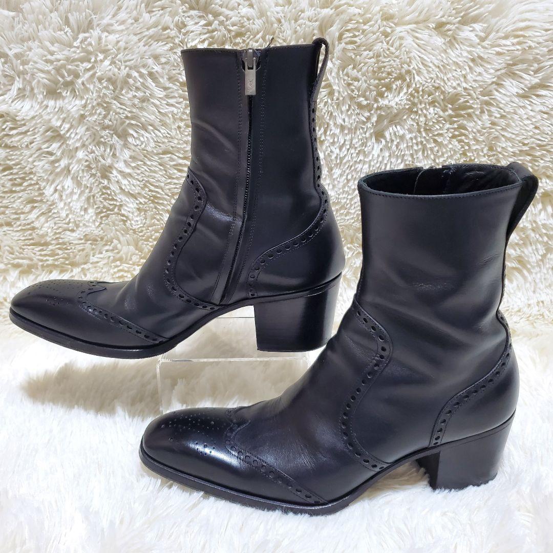 【美品】イヴサンローラン　ジョニーブーツ　サイドジップ　黒　レザー　26.5cm