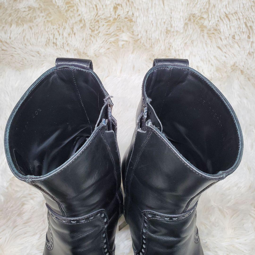 【美品】イヴサンローラン　ジョニーブーツ　サイドジップ　黒　レザー　26.5cm