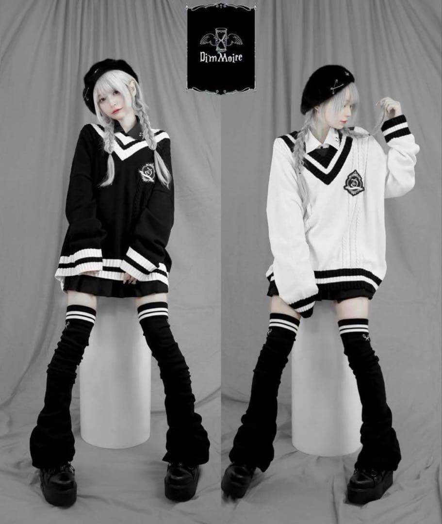 ディムモアール dimmoire 学園ニーハイウォーマー リボン ブラック