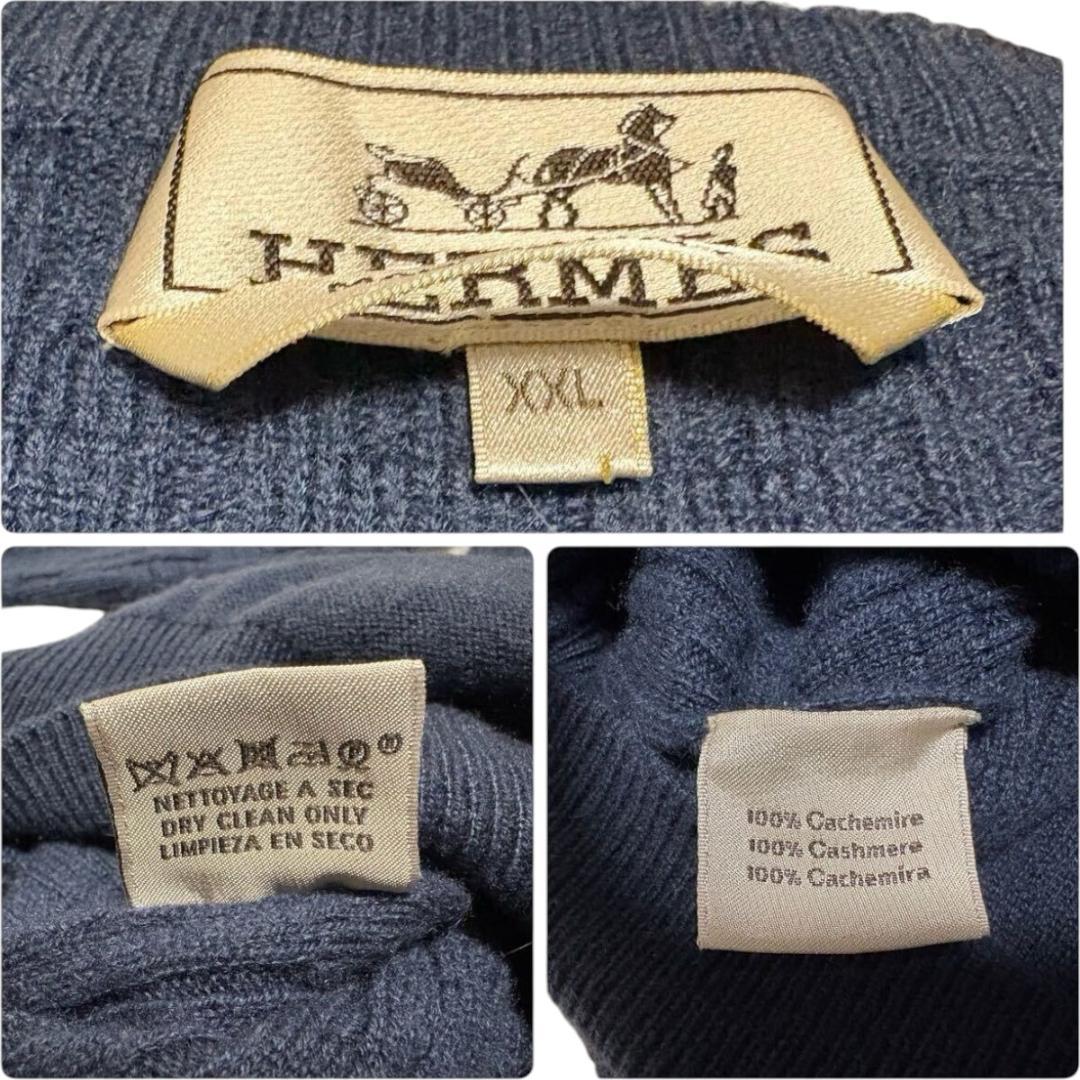 希少サイズXXL《美品・高級》 HERMES カシミヤ100% H総柄