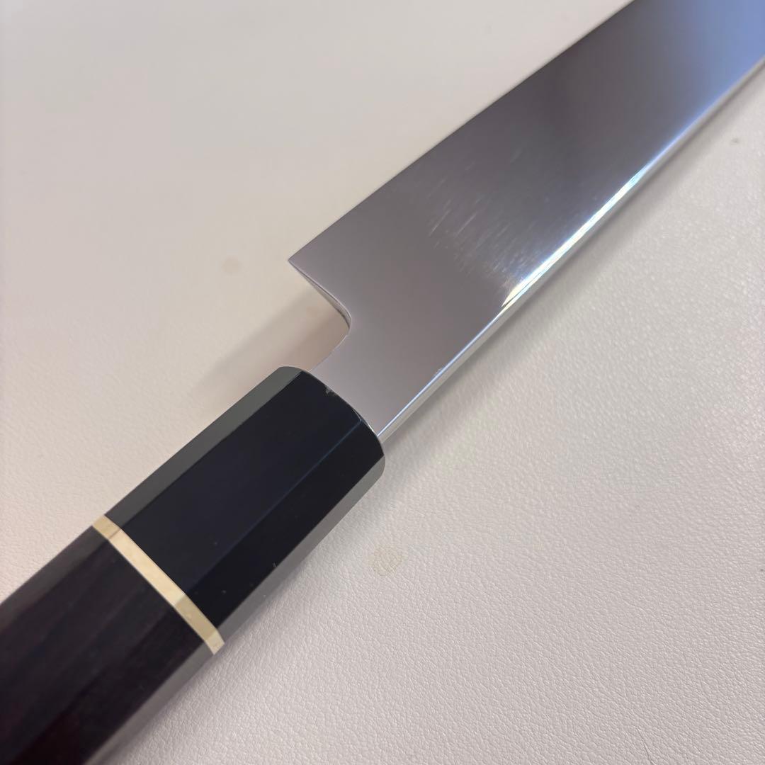 鞘付き】 270mm柳刃包丁 鏡面 黒檀水牛八角柄 全鋼 和包丁´