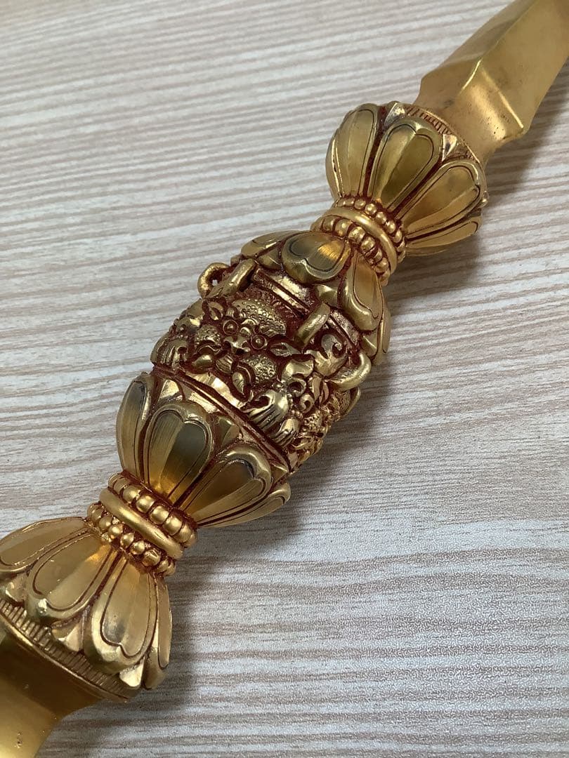 SALE《 新品 》 24金張　独鈷杵　鬼面　法具　特大　約24.5センチ　57