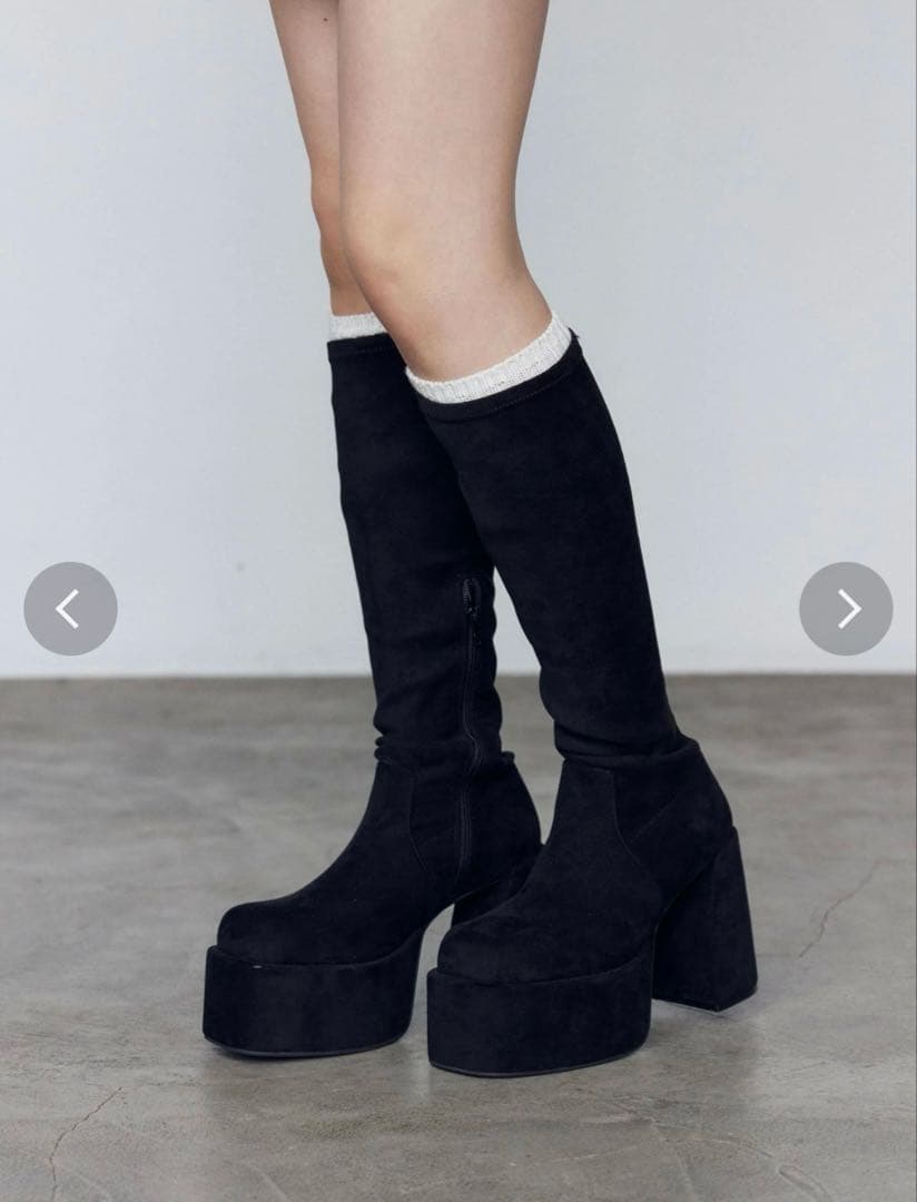 EMODA バルキープランプフィットブーツ ブラック M EMODA】バルキープランプフィットブーツレディースファッションの