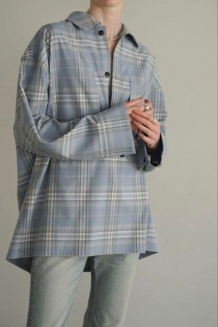 CLANEのCHECK POCKET OVER SHIRT クラネ CLANE CHECK POCKET OVER SHIRT （BLUE） - ファッション通販