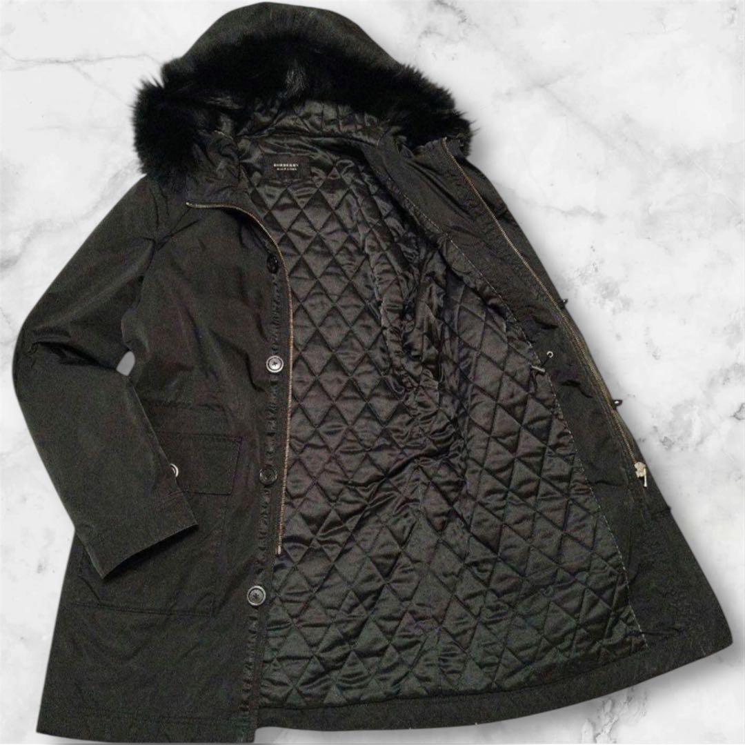 バーバリーブラックレーベル2way ラクーンファー ミリタリー モッズ コート