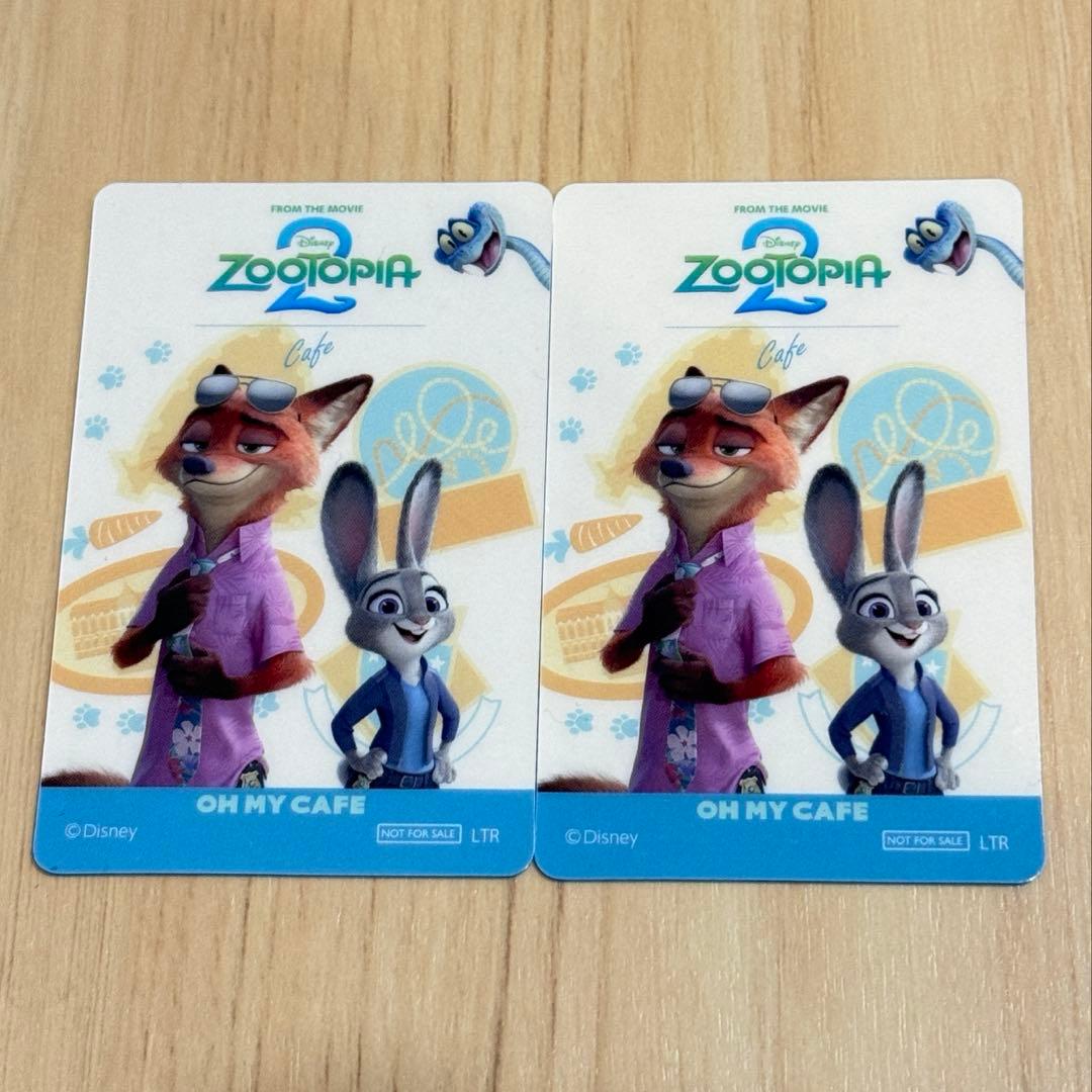 ズートピア2 オーマイカフェ 予約 特典カード ニック ジュディ 2枚